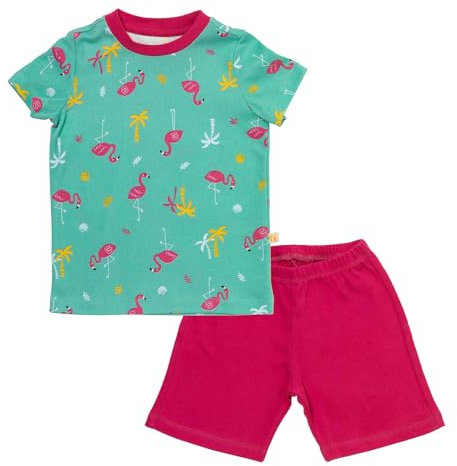 SCHLUMMERSACK Kinder Schlafanzug Mädchen kurz Flamingo Größe 122 6-7 Jahre |Kinderschlafanzüge Jungen zweiteilig | Schlafanzug Winter Mädchen Kuschel Pyjama Kinder Set Baumwolle