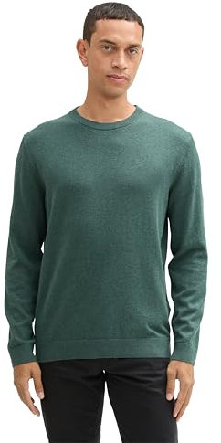 TOM TAILOR Herren 1039805 Strickpullover mit Crewneck, 30358 - Green Dust Melange, S