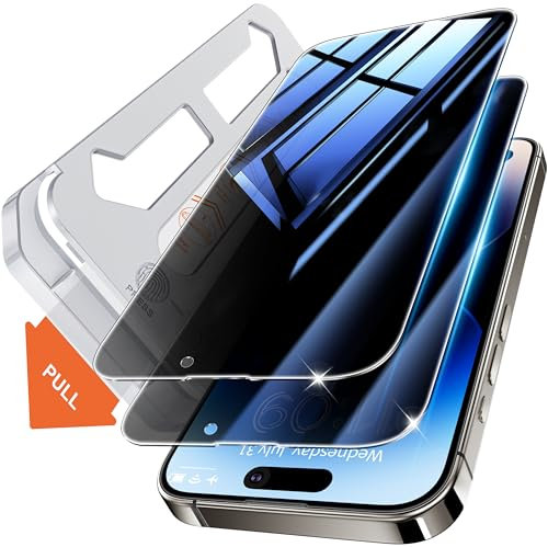 Tentoki sichtschutz für panzerglas iPhone 14 Pro Max 6,7 Zoll, Schutzfolie kompatibel mit Face ID, 25°Anti-Spionage 9H+ iPhone 14 promax SchutzGlas [Privatsphäre] [Auto Dust-Elimination] 2 Stück