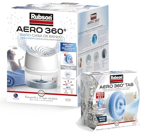 Lote de Rubson Aero 360º Baño + 2 Tableta de recambio de olor neutro