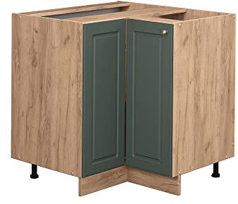 Vicco Eckunterschrank Fame-Line, Grün-Gold Landhaus/Goldkraft Eiche, 80.5 cm, AP Marmor