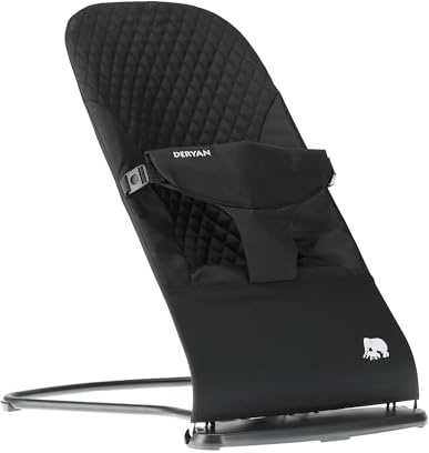 DERYAN Buddy Babywippe – Ergonomisch & Weich – Verstellbar & Klappbar – Reise-Wippe für Babys 0–9 kg – Schwarz
