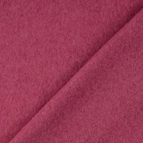 Wollfleece Meterware uni & meliert - Wollstoff Mantelstoff - Wollpullover nähen, weiche Wolle Stoff - 100% Schurwolle/Wolle *Ab 50cm, Farbe: 014 altrosa