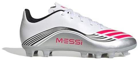 adidas Unisex Kinder F50 Messi Club Firm Ground/Multi Ground Football Boots Kids, FTWR White/Lucid red/Silver met., 34 EU