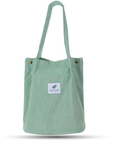 WY LIGHTING LEVEL Corduroy Tote Bag for Women Shoulder Handbags with Inner Pocket Reusable Casual Travel Bag Large Capacity Cord Purse for Work Beach Lunch Travel Shopping Grocery