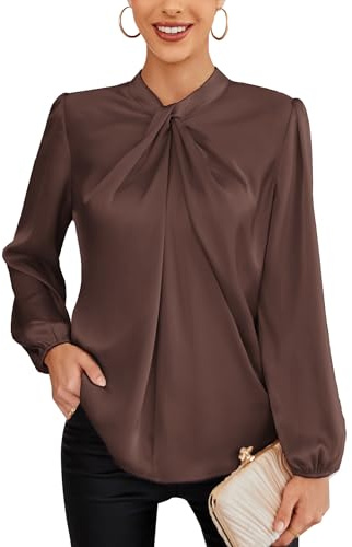 GRACE KARIN Knotted Neck Long Sleeve Blouse for Women UK Elegant Work Tops