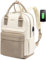LOVEVOOK Laptop Backpack Womens, 14 Inch School Bags for Women Waterproof Computer Rucksack with USB Port for Travel Business College Work, Khaki Beige