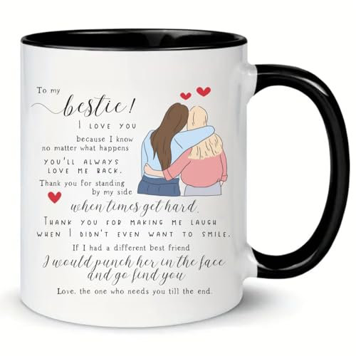DPgUfPV Mug Bestie, tasse Best Friend, tasse brunette blonde, cadeau de Noël pour une amie, tasse avec citation d'anniversaire, cadeau pour elle, tasse mignonne besties
