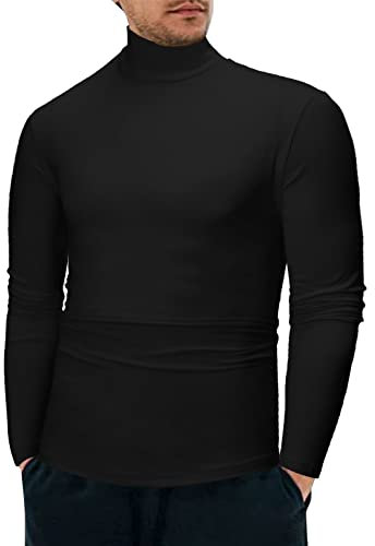 Unterziehrolli Herren:Rollkragenpullover Herren Baumwolle Thermo Dünn Rollkragenshirt Unterziehrolli Slim Fit Schwarz Rollkragen Rolli Winter Weiß Rolli Turtleneck Langarmshirt
