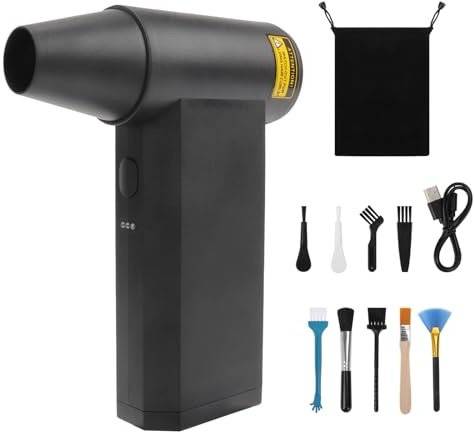 Elektrische Staubgebläse Druckluftspray 200000 U/min für PC Reinigungsset, 4-Gang Compressed Air Duster mit 4000mAh*2 Akku, USB Wiederaufladbar, für PC, Elektronik, Auto, Sofa