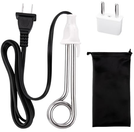 Travel Camping Accessories Tea Immersion Heater with LCD Thermometer - Portable Immersion Water Heater 300W Dual Voltage 120/240V