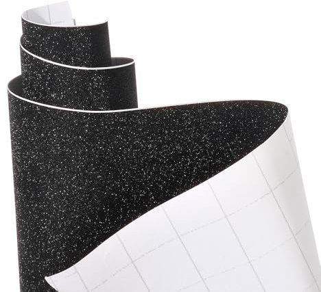 XhuangTech Rouleau de film vinyle noir à paillettes pour voiture, sans bulles, imperméable, protection de peinture pour extérieur et intérieur (30 x 152 cm)