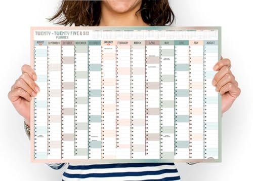 Wandplaner 2025 2026, A3, akademischer Kalender, Jahresplaner, Jahresplaner, August bis August, komplettes akademisches Jahr, Planung, Organizer, Schule, Büro, Arbeit, Poster, 29,7 x 42 cm (gefaltet