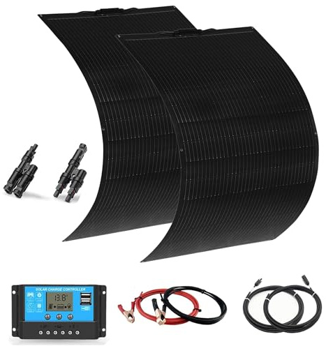 300W Solarpanel Flexibel Kit 12v Solar Set, Monokristallines Flexibles Solarpanel Solarmodul Solaranlage für Wohnmobil Auto Boot Wohnwagen Balkon 12V Batterien, Pv Modul 300Watt