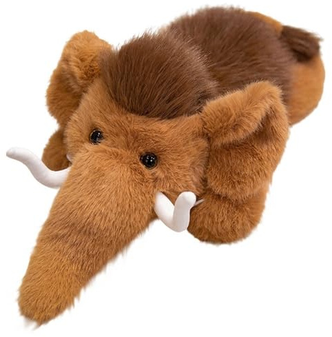 KUKUShining Mammut Plüschtier, Weiches Kuscheltier Wolliges Mammut Stofftier Wildtiere Lebensechtes Plüsch Elefant Spielzeug Zum Sammeln(35cm/13.8in)