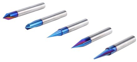 Pongnas 5-teiliges CNC-Fräser-Bit für Holzschnitzerei, 1/4 Zoll Schaft, 15, 20, 30, 60, 90 Grad, Gravur-Bit-Set, Premium-Legierung Zum Anfasen, Schnitzen, Zentrieren mit MDF, PVC,