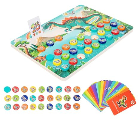 Amagogo Wooden Dinosaur Matching Game,Memory Sensory Toy Early Learning Educational Puzzles for Children