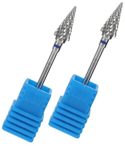 Mipcase 2pcs Tungsten Nail Drill Bits Umbrella Shape Manicure Pedicure Gel Nail Tools Cuticle Remover Grinding Head for Professional Salon Use