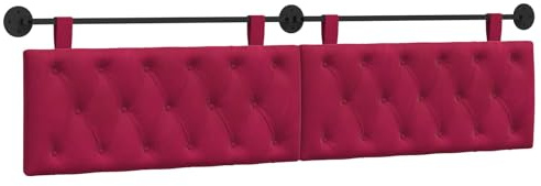 vidaXL Hängendes Kopfteil Weinrot Samt, Schlafzimmer, modernes Wand-Kopfteil, rechteckig mit Samtbezug, gesteppt, Holzwerkstoff, platzsparende Dekoration