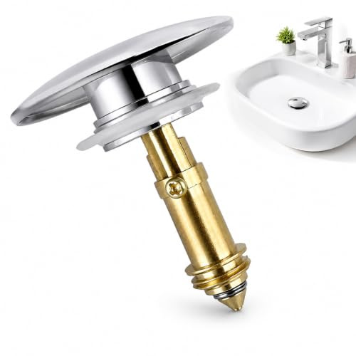 YEDOUALE Ottone Tappo a Scatto Click Clack 66mm Universale: Tappo Lavandino Bagno con Doppia Guarnizione per Lavello, Vanità, Lavabo e Vasca