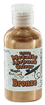 Magic Colours Metallic Edible Airbrush Food Colouring for Cake Decoration – Bronze (55ml)