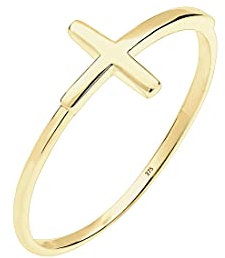 Elli PREMIUM Ring Damen Kreuz Trend Geo Minimal in 375 Gelbgold