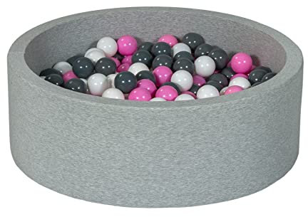 Velinda Bällebad Ballpool Kugelbad Bällchenbad Bällchenpool Kinder Pool mit 300 Bällen (Farbe der Bälle: weiß,rosa,grau)