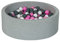 Velinda Bällebad Ballpool Kugelbad Bällchenbad Bällchenpool Kinder Pool mit 300 Bällen (Farbe der Bälle: weiß,rosa,grau)