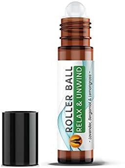 Relax & Unwind Essential Oil Roll On, 10ml | Lavender, Bergamot & Lemongrass Aromatherapy Oil Roller Ball | Essential Oils for Skin | Vegan, Made in UK