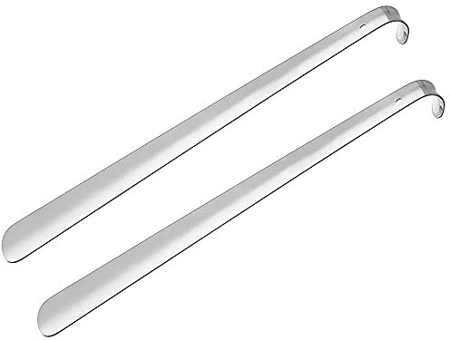 Satisfounder Schuhanzieher, langer Griff, strapazierfähig, Metall, mit Haken zum Aufhängen, Edelstahl, 40,6 cm