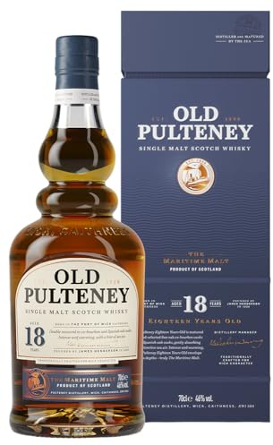 Old Pulteney Single Malt Scotch Whisky 18 Years – Der maritime schottische Whiskey in der Geschenkverpackung mit 46% vol. Alkohol (1 x 0,7l)