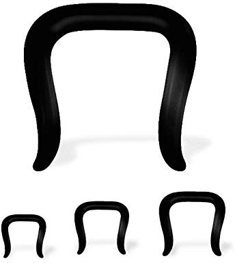 Luxe Modz 14G 12G 10G Septum Retainer Black Pyrex Septum Rings Retainer Black Glass U-förmiger Septum Piercing Retainer 6mm Klammer Nase Septum Hanger Retainer Nasenring, 1/4 Inch, Glas Glas Schwarzer
