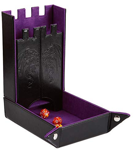Forged Dice Co. Draco Castle Faltbare Würfelablage und Würfelturm - Faltbare DND-Würfelablage und Würfelrolltablett Tower - Perfekt für Dungeons and Dragons RPG und Tabletop Gaming - Lila