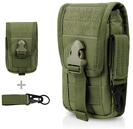 WYNEX, Taktische Handyhülle Molle, Smartphone-Holstertasche, EDC, Utility-Handyetui mit Kartenfach, Passend für Hüftgurt, Inkl. taktischem Clip und USA-Patch