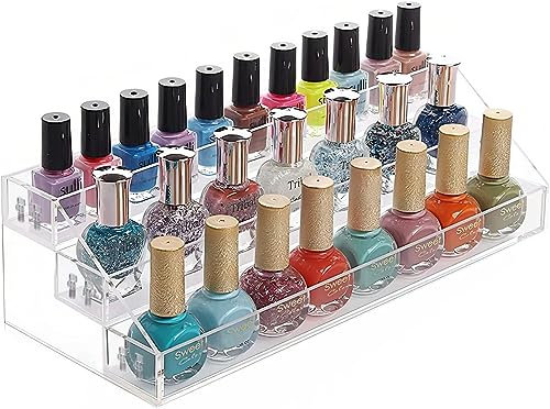 Nagellackst?nder Drei Schichten Acryl klar Nagellack Lagerung Makeup Display Stand Veranstalter Halter 31x13.3x11cm
