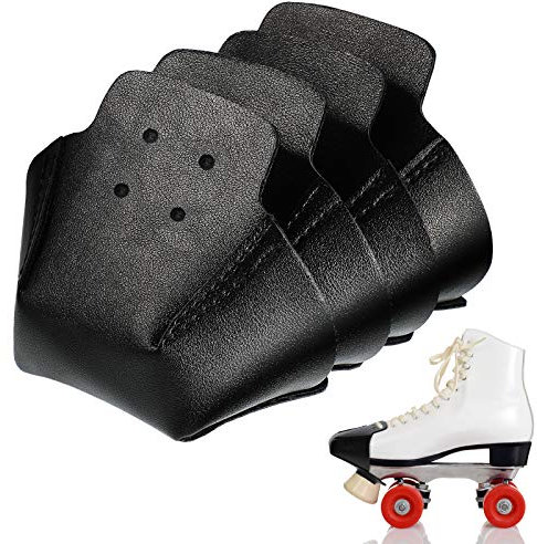 4 Stück Zehenschutzkappe Protektoren Zehenkappen Kunstleder Rollschuhe Kappe Protektoren für Quad Roller Skate (Schwarz)