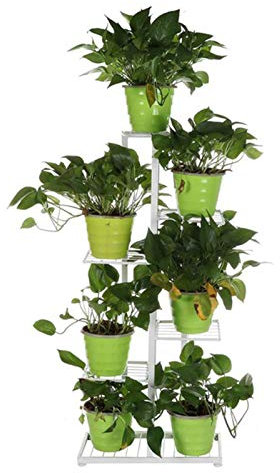 LDIW Multistrato Porta Piante Supporto per Fiori Piante Antiruggine in Ferro Battuto Robusto Accessori Giardinaggio per Esterni e Interni Decorazione,Bianca,6Tier