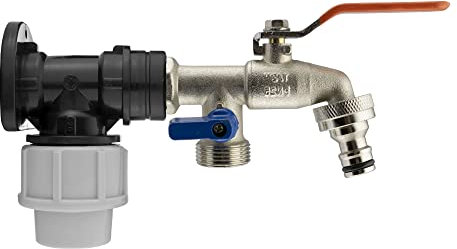 mdpe Back-Wall Plate for Connection to 20mm mdpe Water Supply Pipe with a Double Outlet Lever Garden tap