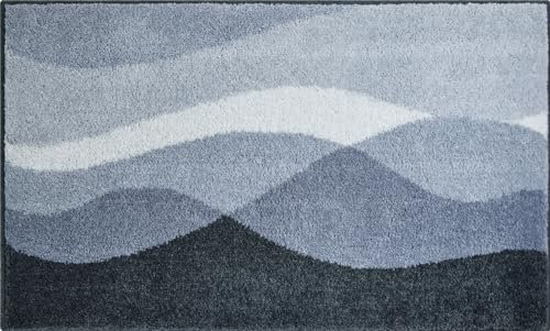 Grund Badteppich, Ultra Soft und Saugfähig, rutschfest, 5 Jahre Garantie, Hills, Badteppich 70x120 cm, anthrazit
