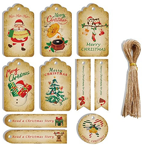 50 Pack Geschenkanhänger für Weihnachten, Naturkarton,Kraftpapier Preisschilder, Kraftpapier Etiketten Anhänger Wedding Thanksgiving Christmas Tags