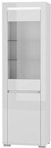 Vitrine 60 cm Alaska AAW-2 mit 2 Glasboden Wohnzimmer Schrank Vitrinenschrank