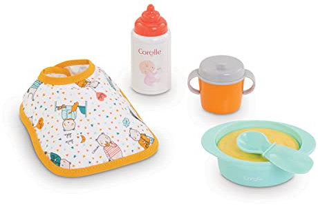 Corolle - Coffret Repas, 5 Accessoires, pour Poupon 30cm, dès 18 Mois, Safran, 9000110760