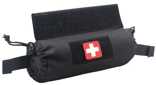 WYNEX Tactical First Aid Drop Dump Pouch, Medical Trauma Roll Up Drop Pouch EMT IFAK Sub Abdominal Carrying Bag with Hook-N-Loop for JPC CPC AVS Vest Chest Rig Plate Carrier Airsoft