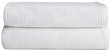 Cozy Earth Waffle Bath Sheets - 60% Cotton 40% Viscose from Bamboo Bath Sheets 40 x 65 Inches - Soft & Absorbent Terry, Reversible Mini Textured Waffle & Weave Pattern - 2 Pack