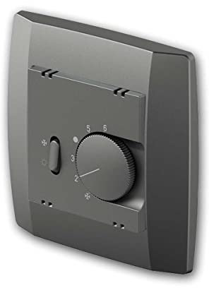 LOGIQ Thermostat-Schalter für Heizung/Kühlung, anthrazit, mit Rahmen, Kabelanschluss per Federklemmen