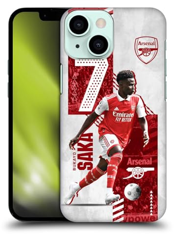 Head Case Designs Offizielle Arsenal FC Bukayo Saka 2022/23 Erstes Team Harte Rueckseiten Handyhülle Hülle Huelle kompatibel mit Apple iPhone 13 Mini