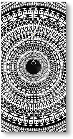 DEQORI Glasuhr | horizontal 30x60 cm | Motiv Kreisförmiges Mandala | große XXL Design Uhr aus Glas | leise Wanduhr für Wohnzimmer & Küche | Moderne Hingucker Uhr für die Wand