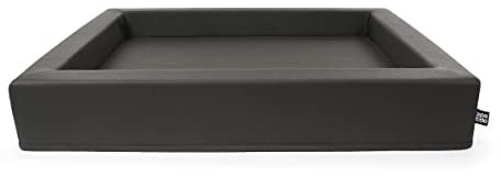 mypado Hundekorb Harko Premium, Kunstleder, Grau, auch orthopädisch Größe 80x60 Füllung Visco Schaumstoff
