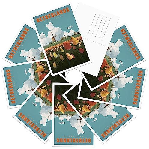 gaeaverse Amsterdam Niederlande Landschaft Postkarten Vintage Postkarten 9pc/Set Welt Städte Grußkarten für Business Welt Reisen Landschaft Postkarte Dekor Geschenk