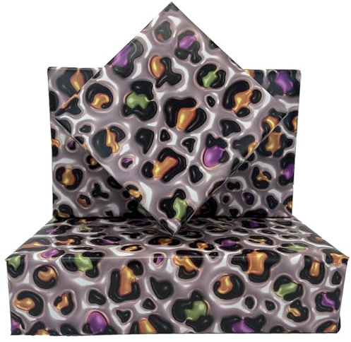 Dtiafu Geschenkpapier mit 3D-Effekt, Leopardenmuster, ideal für Geburtstag, Hochzeit, Babyparty, Urlaub, einzigartiges Geparden-Geschenkpapier, kein physisches 3D, 50,8 x 71,1 cm pro Bogen (6 Blatt)